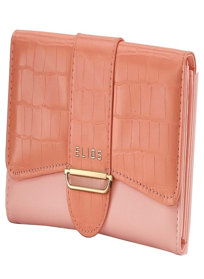 Elios Women's Croc-Embossed PU Leather Wallet Clutch Phone Holder Card Organizer Zipper Pockets Wallet Purse for Women and Ladies I Gift for Women (Pink) - Image 1